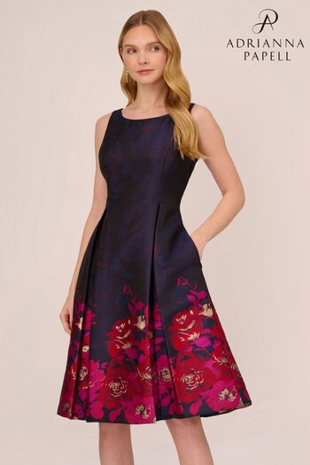 Adrianna Papell Blue Border Jacquard Dress (D16343) | £169