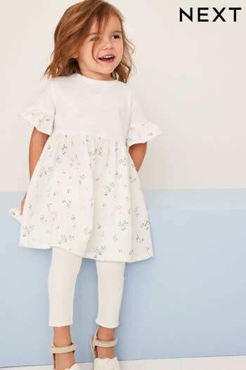 White Relaxed Day Dress And Leggings Set (3mths-7yrs) (D16507) | £13 - £17