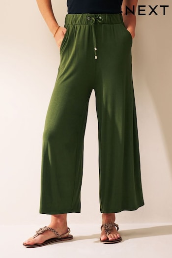 Khaki Green Jersey Culotte Trousers (D16631) | £22