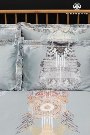 Timorous Beasties Set of 2 Blue Totem Damask Pillowcases (D16805) | £35