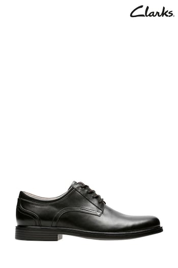 Clarks Black Wide Fit (G) Leather Un Aldric Lace Shoes (D16900) | £85