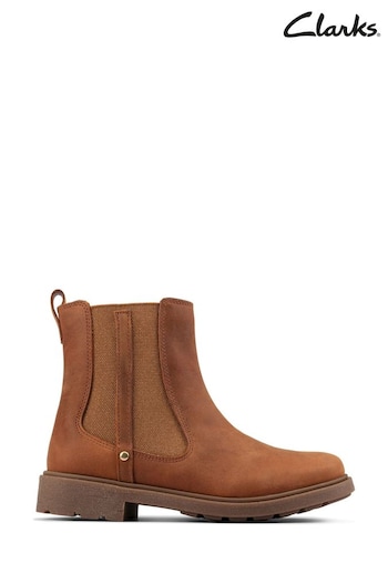 Clarks Brown Multi Fit Leather Astrol Orin Boots (D16961) | £54