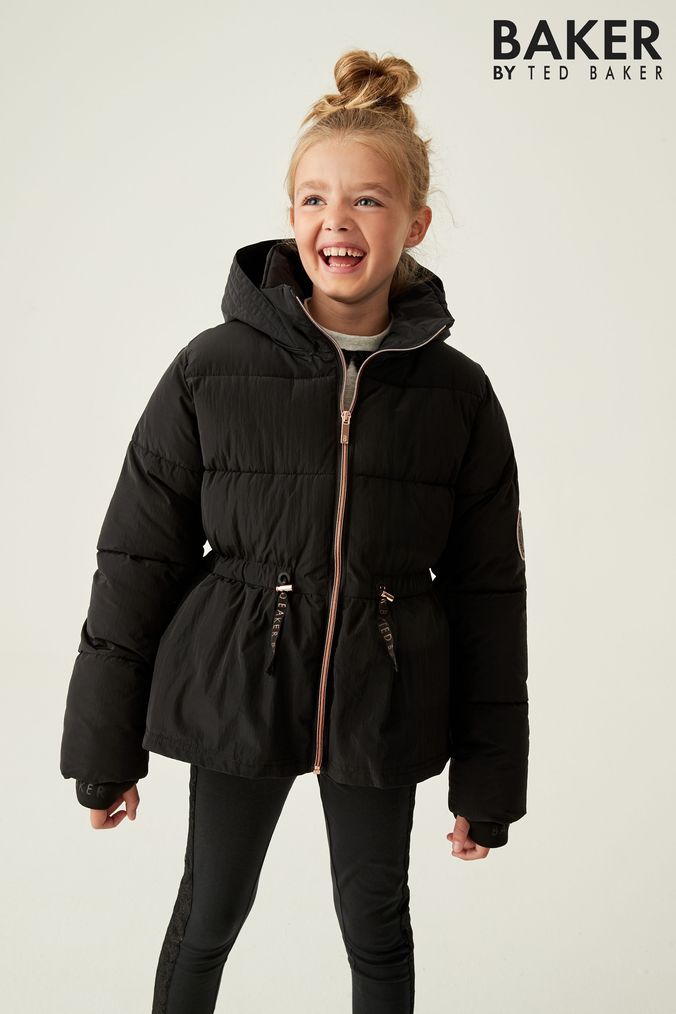 Baker by Ted Baker Shower Resistant Black Short Crinkled Coat (D17075) | £65 - £70