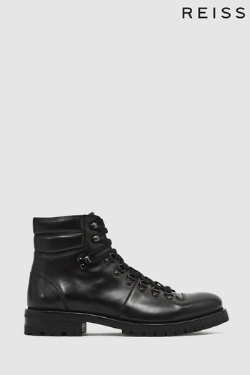 Reiss Black Amwell Leather Hiking Boots (D17097) | £228