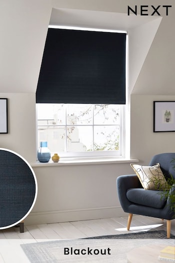 Navy Blue Ready Made Textured Blackout Roller Blind (D17120) | £20 - £44