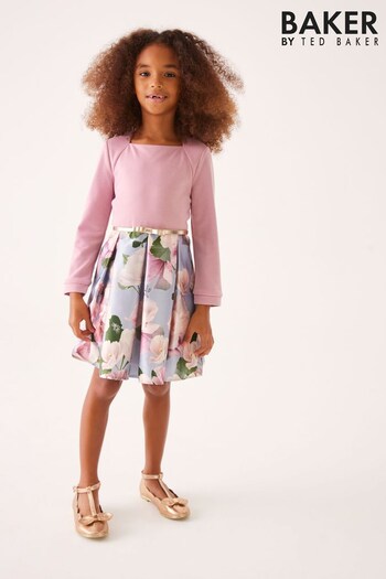 Baker by Ted Baker Pink Long Sleeve Floral Dress (D17184) | £46 - £51