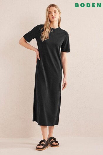 Boden Black Jersey Midi T-Shirt Dress (D17536) | £70
