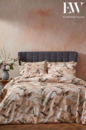 EW by Edinburgh Weavers Pink Flyaway Enchanting Avarian Luxury Slub Cotton Cord Duvet Cover And Pillowcase Set (D17591) | £78 - £94