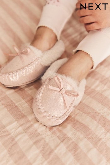 Pink Sparkle Moccasin Slippers (D17615) | £13 - £15