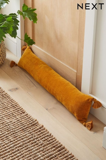 Ochre Yellow Soft Velour Draught Excluder (D17697) | £18