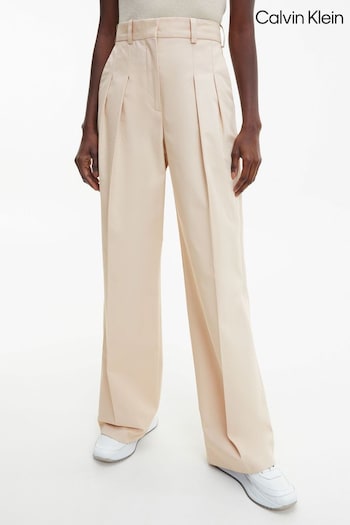 Calvin Klein Cream Utility Wide Leg Trousers (D17715) | £230