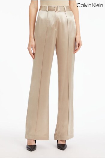 Calvin Klein Naia Wide Leg Cream Trousers (D17743) | £250