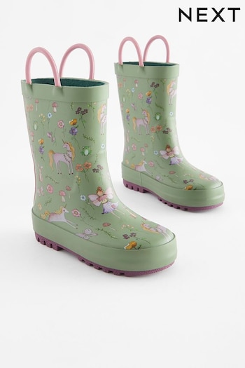 Green Floral Unicorn Fairy Character Handle Wellies (D17812) | £16 - £18