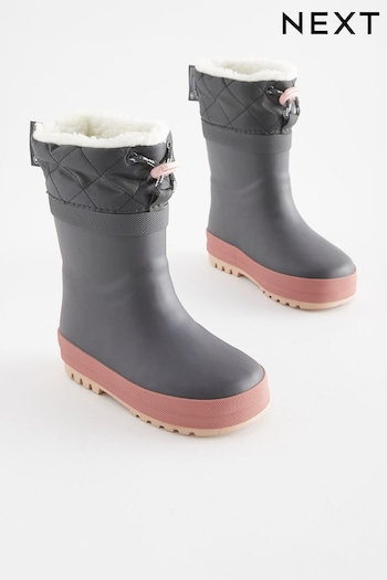 Charcoal Grey Thermal Thinsulate™ Lined Cuff Wellies (D17818) | £16 - £18