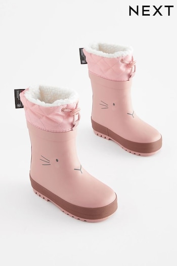 Pink Bunny Thermal Thinsulate™ Lined Cuff Wellies (D17829) | £16 - £18