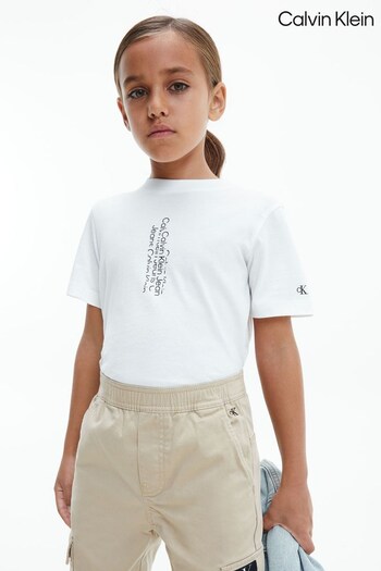 Calvin Junior Klein Boys White Repeat Logo T-Shirt (D17872) | £28
