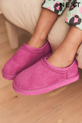 Bright Pink Cosy Faux Fur Lined Slipper Boots (D18017) | £16 - £19