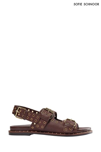 Sofie Schnoor Dark Brown Stud Sandals (D18084) | £117