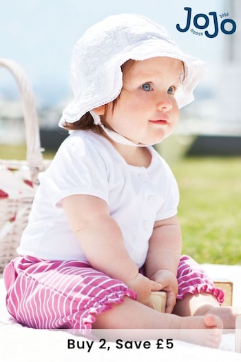 JoJo Maman Bébé White Broderie Anglaise Baby Sun Hat (D18202) | £12