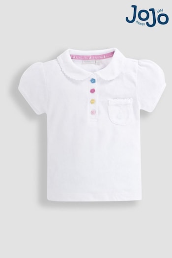 Jojo Maman Bébé White Girls' Pretty Polo Shirt (D18203) | £14