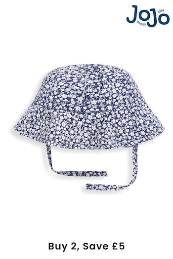 JoJo Maman Bébé Navy Blue Ditsy Floral Floppy Sun Hat (D18247) | £14