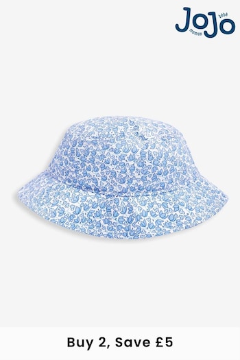 JoJo Maman Bébé Blue Girls' Pretty Bud Print Sun Hat (D18248) | £14