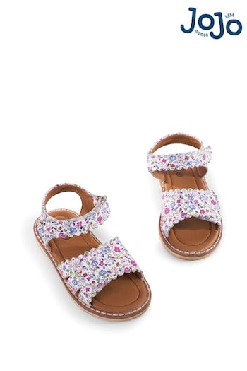 JoJo Maman Bébé Summer Ditsy Girls' Pretty Leather Sandals (D18250) | £24
