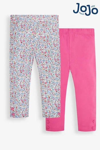 JoJo Maman Bébé Summer Ditsy Floral & Pink 2-Pack Leggings puidos (D18270) | £22
