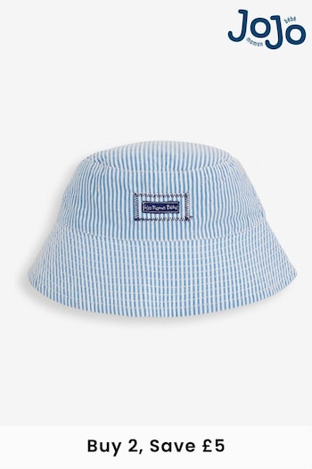 JoJo Maman Bébé Blue Seersucker Stripe Sun Hat (D18276) | £14