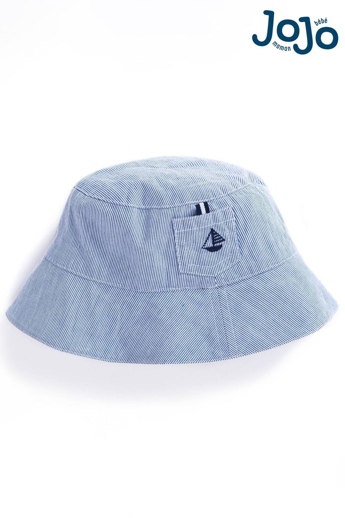 JoJo Maman Bébé Blue Boys' Ticking Stripe Sun Hat (D18289) | £14