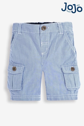 JoJo Maman Bébé Blue Stripe Cargo Shorts Kaos (D18290) | £18