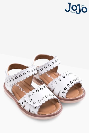 JoJo Maman Bébé White Kids Pretty Leather Sandals (D18298) | £24