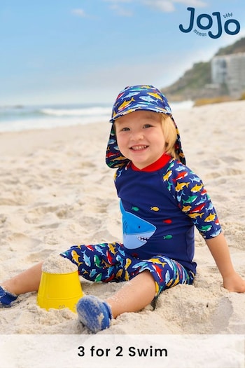 JoJo Maman Bébé Shark Kids' 2-Piece Sun Protection Suit (D18313) | £25