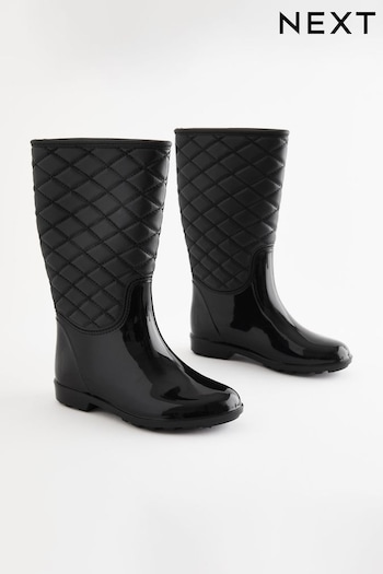 Black Quilted Wellies (D18545) | £22 - £25