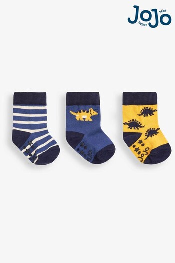JoJo Maman Bébé Navy Boys' 3-Pack Dino Socks (D18560) | £5