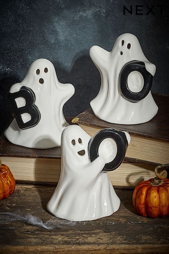 Set of 3 White Halloween Ghost Ornaments (D18572) | £16
