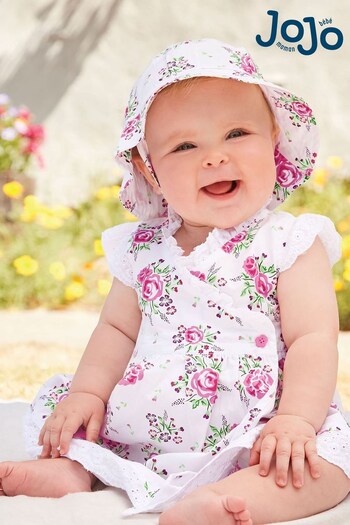 JoJo Maman Bébé Rose Print Baby Dress with Knickers (D18717) | £25