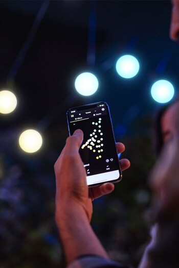 Twinkly Black 20 LED White App Controlled 10m Indoor and Outdoor Festoon Lights (D18823) | £110