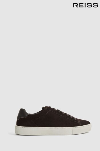 Reiss Chocolate Finley Suede Suede Trainers (D18852) | £128
