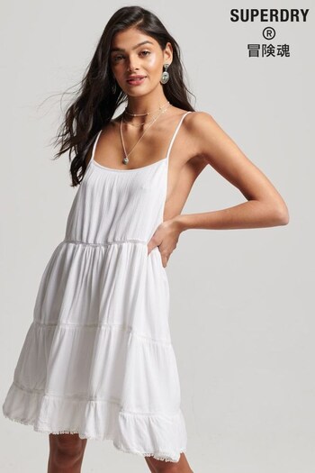 Superdry White Vintage Mini Beach Cami Dress (D18910) | £45