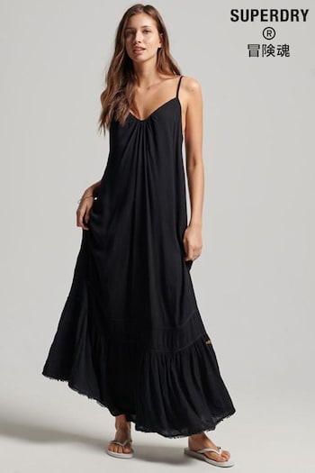 Superdry Black Vintage Long Beach Cami Dress (D18916) | £55