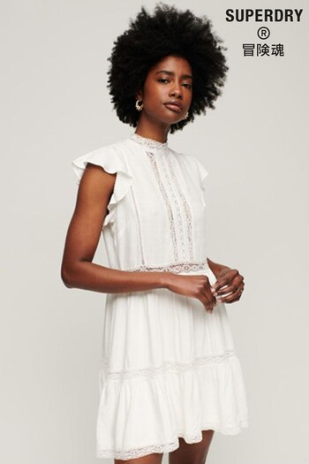 Superdry White Studios Lace Mix Dress (D19018) | £65