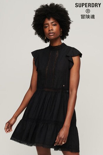 Superdry Black Studios Lace Mix Dress (D19019) | £65