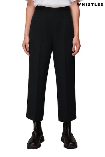 Whistles Black Wide Leg Cropped Trousers (D19103) | £99