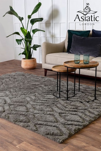 Asiatic Rugs Charcoal Grey Harrison High Low Shaggy Tufted Rug (D19118) | £184 - £522