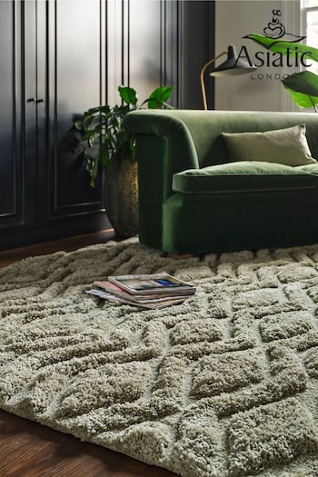 Asiatic Rugs Sage Green Harrison High Low Shaggy Tufted Rug (D19134) | £184 - £522