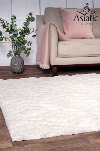 Asiatic Rugs White Harrison High Low Shaggy Tufted Rug (D19145) | £184 - £522