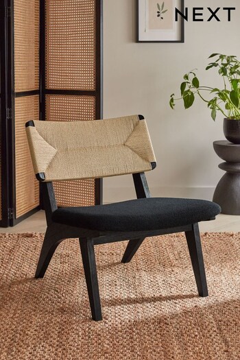 Soft Cosy Boucle Black & Rope Frame Bodhi Wooden Accent Chair (D19205) | £225
