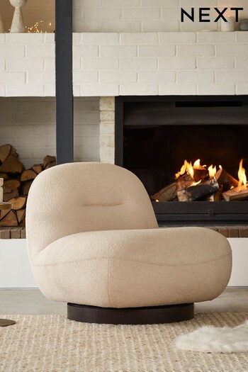 Soft Cosy Bouclé Mid Natural Otis Swivel Accent Chair (D19206) | £399