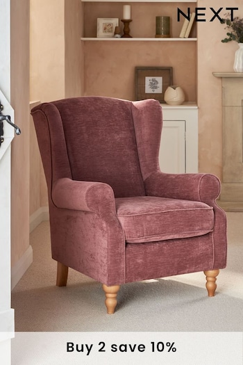 Fine Chenille Mid Mulberry Red Sherlock Highback Armchair (D19208) | £499